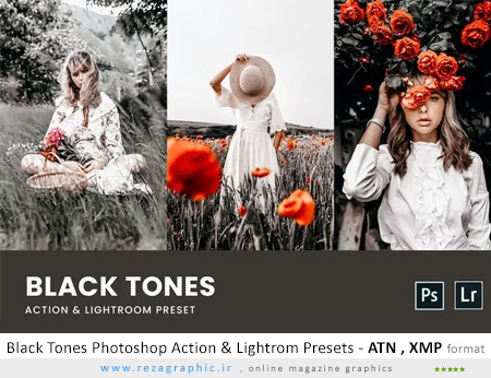اکشن فتوشاپ و پریست لایتروم تن سیاه - Black Tones Photoshop Action & Lightrom Presets 